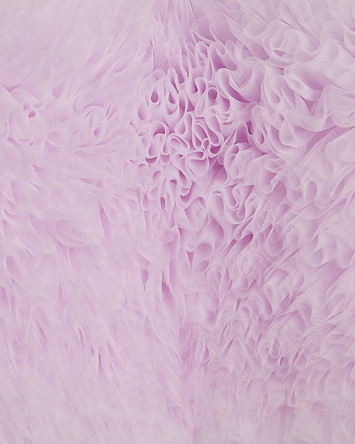 Girls Purple 3D Organza Hem Dress