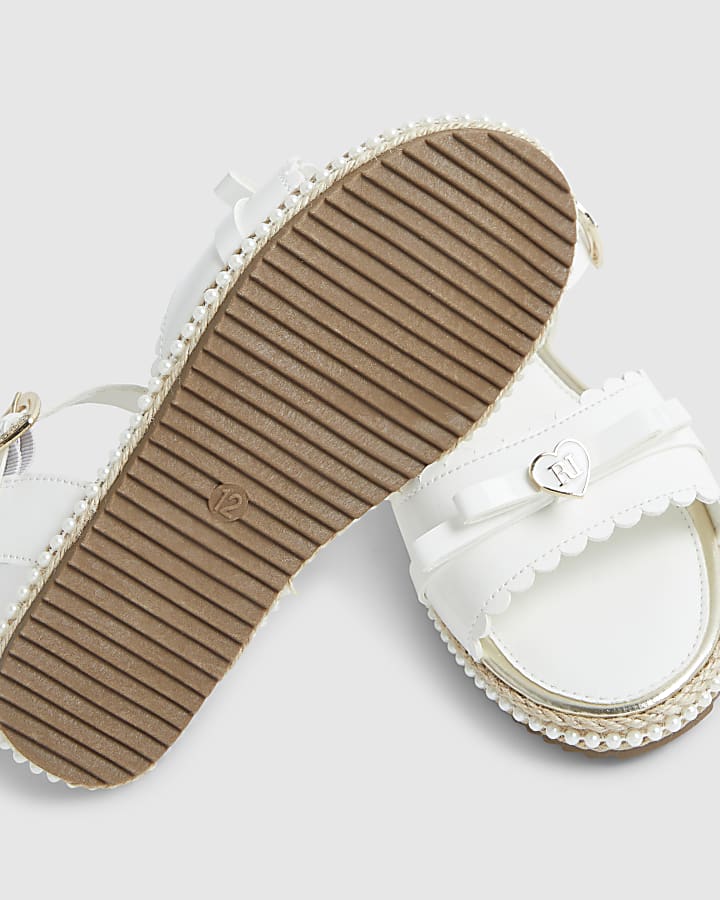 Girls White Patent Bow Espadrille Sandals