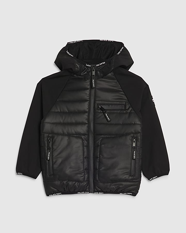 Mini Boys Black Palais Dept Hooded Jacket