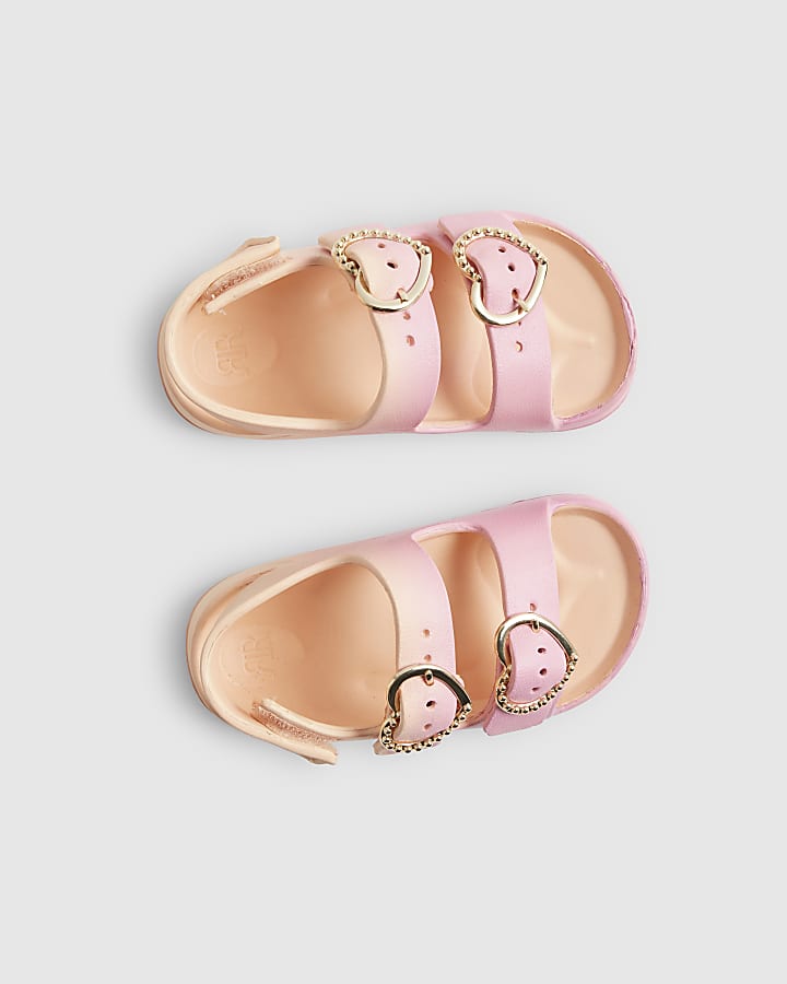 Mini Girls Pink Double Strap Ombre Sliders