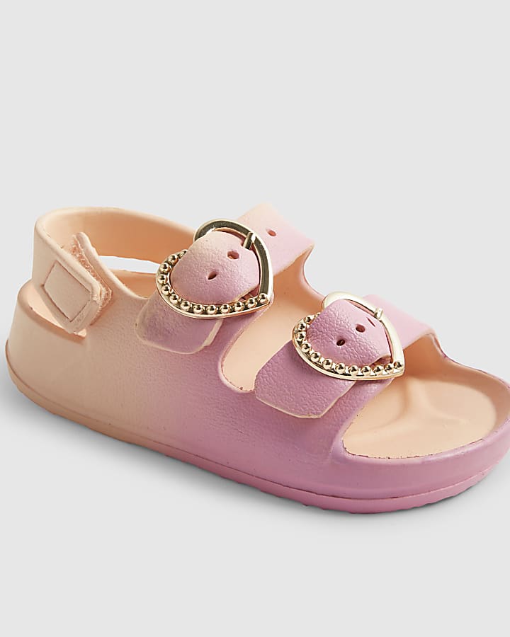 Mini Girls Pink Double Strap Ombre Sliders