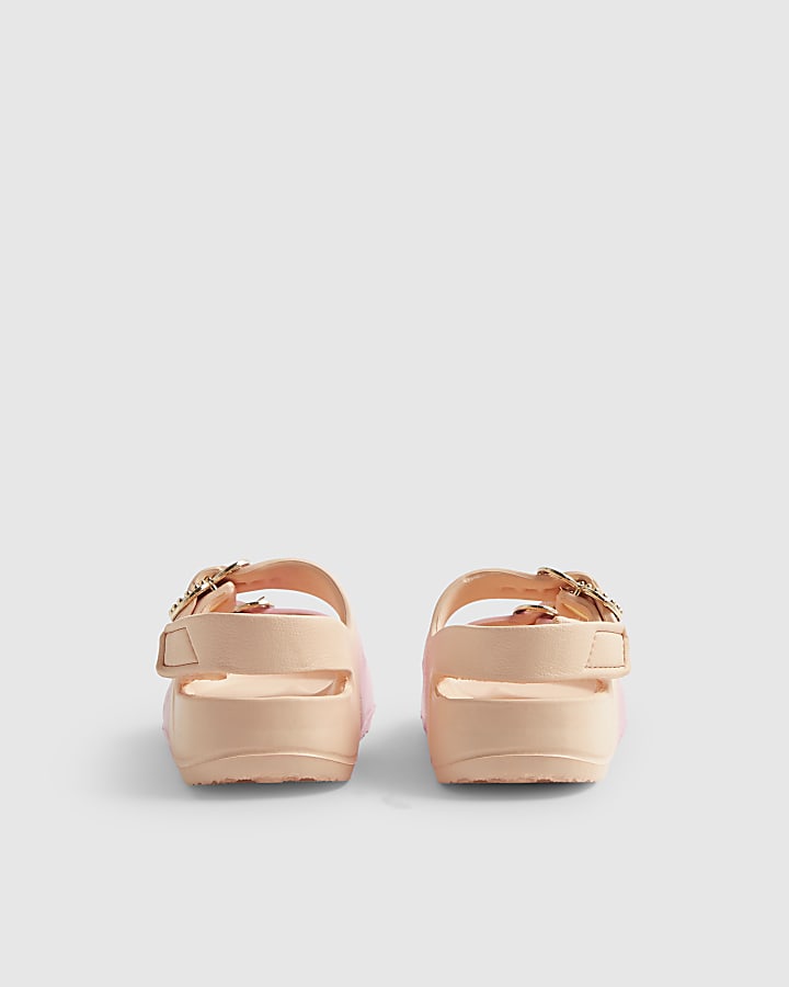 Mini Girls Pink Double Strap Ombre Sliders