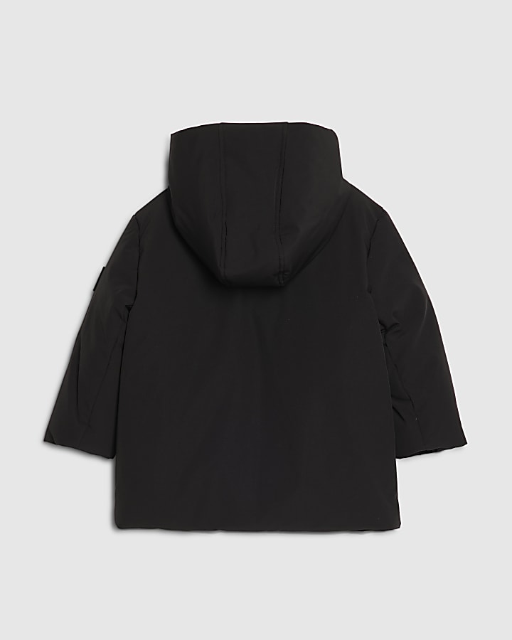 Mini Boys Black MCMXII Hooded Coat