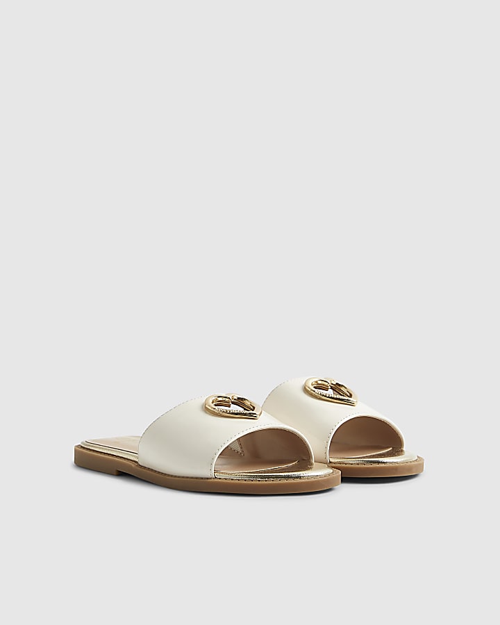 Girls White Heart Cut Out Sandals