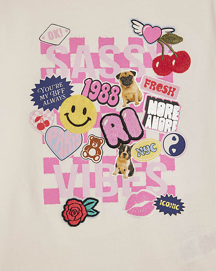 Mini Girls White Badge T-Shirt Set