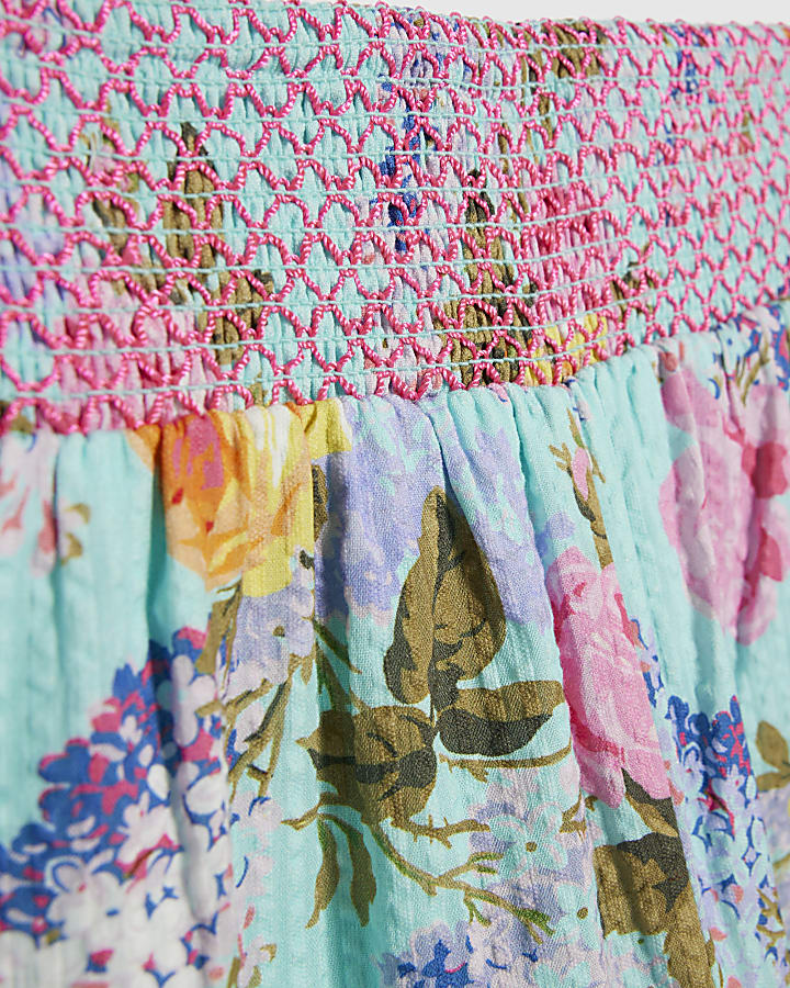 Mini Girls Blue Floral Trousers Set