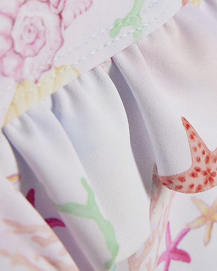 Girls Cream Under The Sea Frill Bikini Set