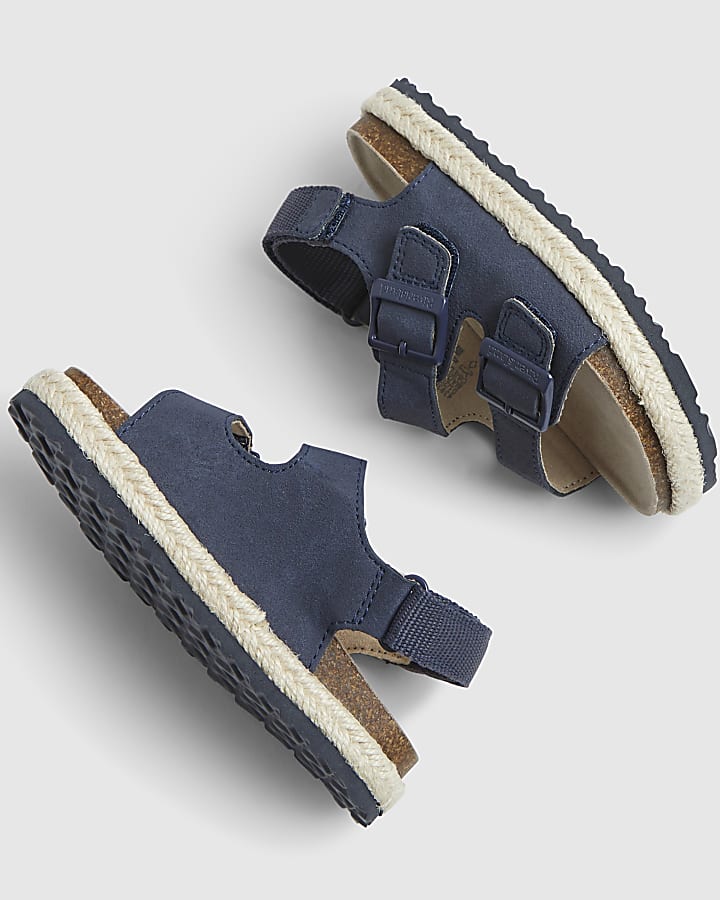 Mini Boys Navy Footbed Sandals