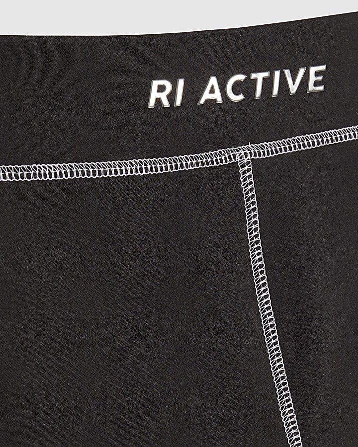 Girls Black Active Cheer Crop Top Bow Set