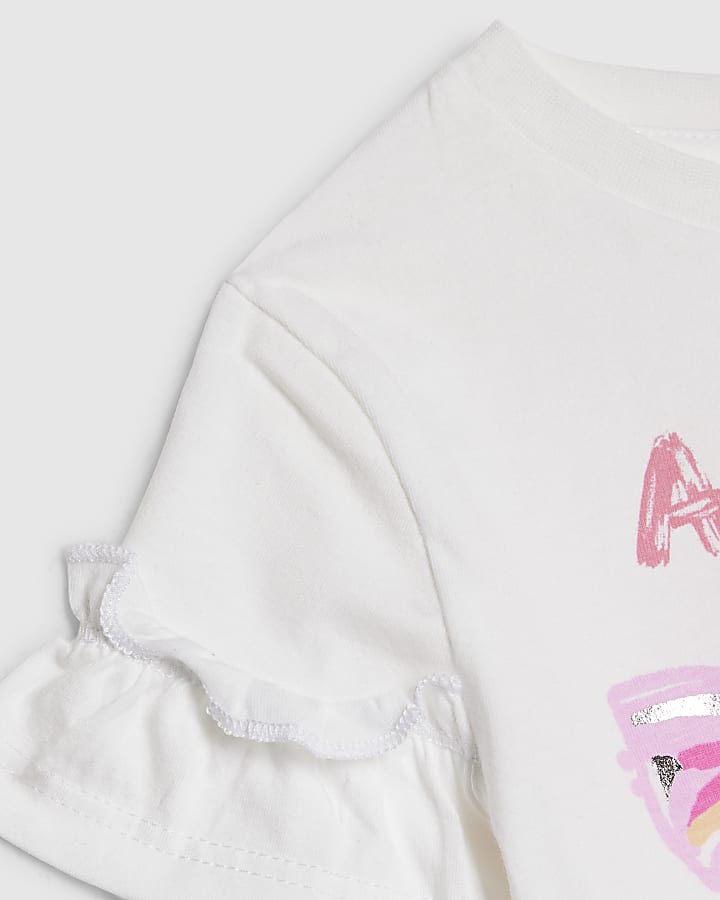 Mini Girls White Graffiti T-Shirt