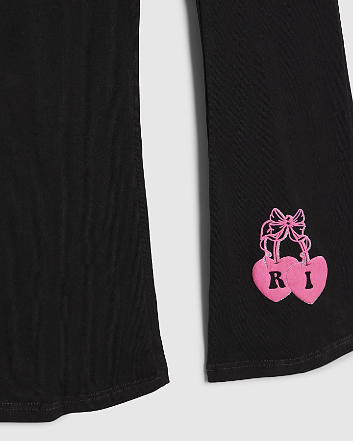 Girls Black RI Cherry Bow Sweatshirt Set