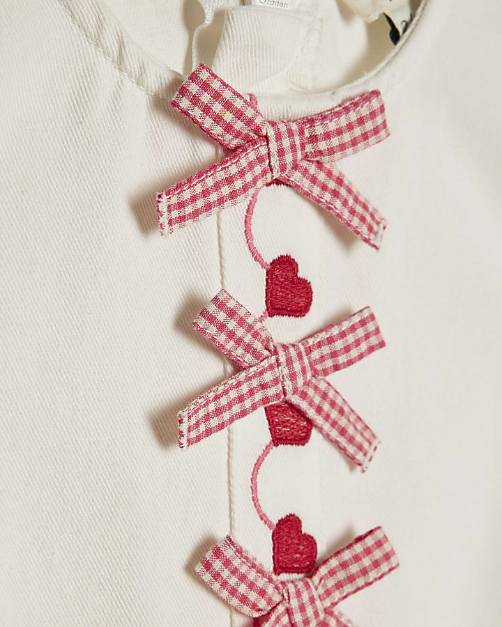 Mini Girls White Heart Embroidered Dress