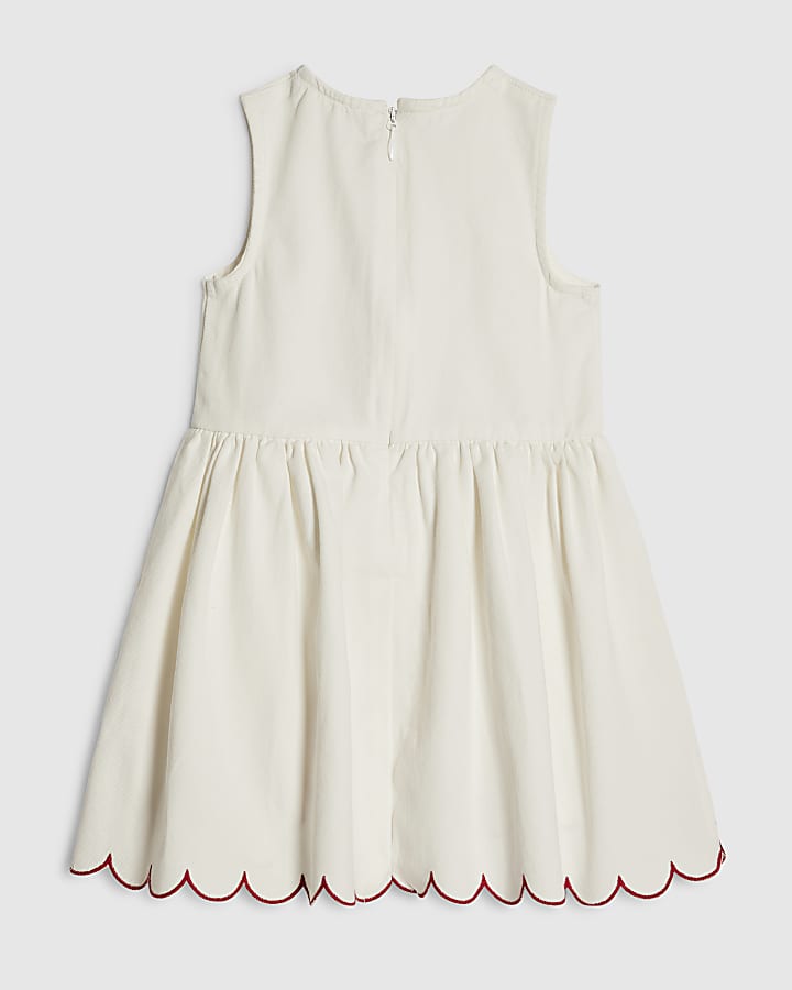 Mini Girls White Heart Embroidered Dress