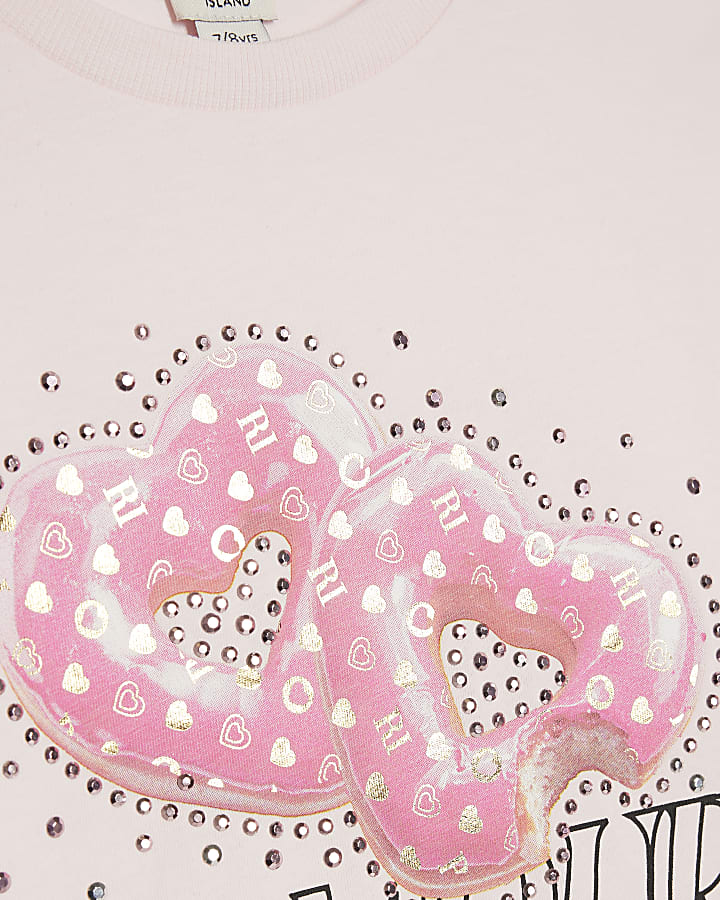 Girls Pink L'amour Donut Crop Top
