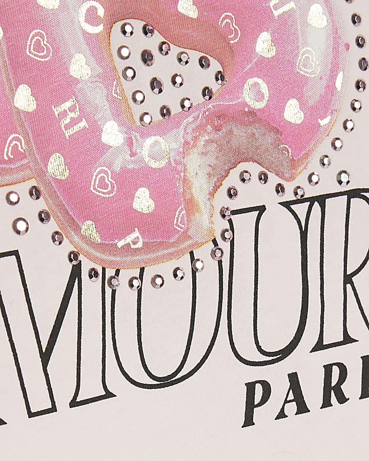 Girls Pink L'amour Donut Crop Top