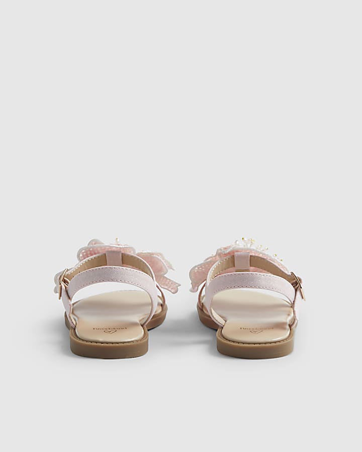 Girls Pink Sequin Flower Sandals