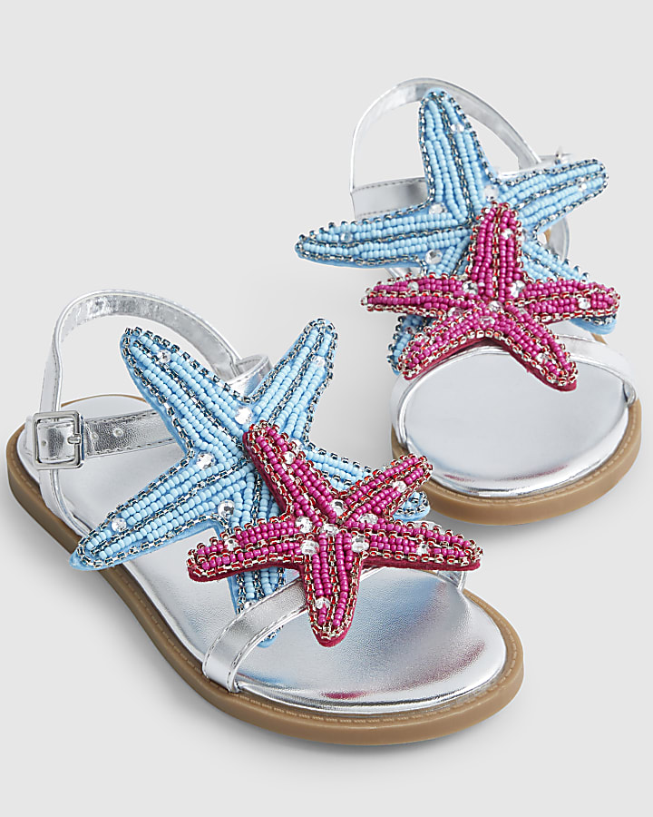 Girls Silver Starfish Sandals