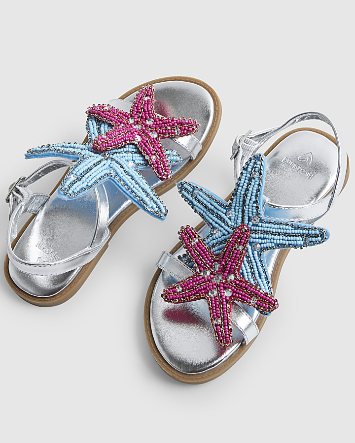 Girls Silver Starfish Sandals