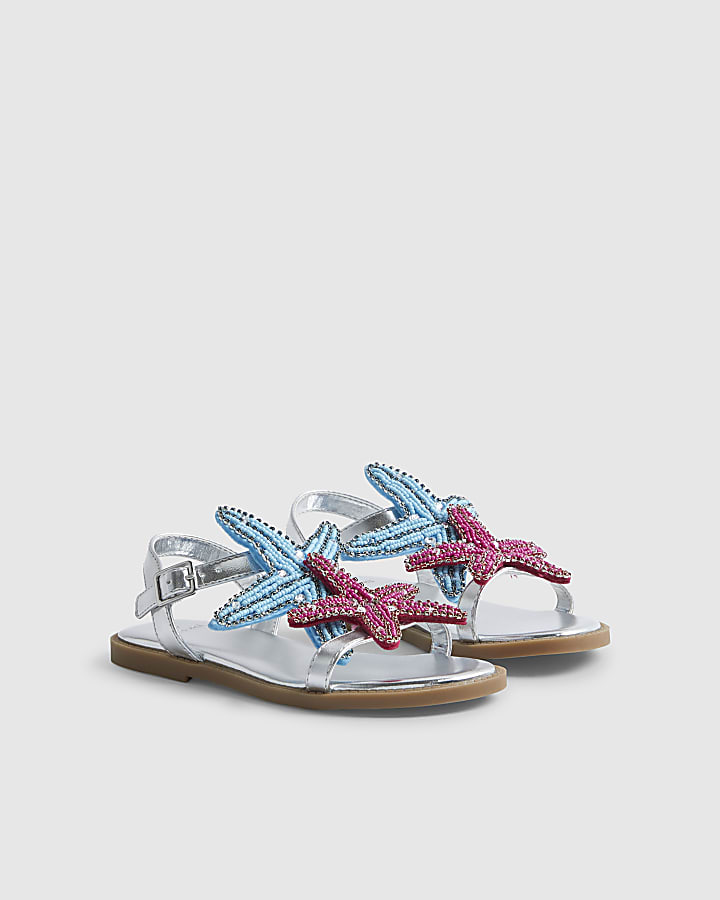 Girls Silver Starfish Sandals