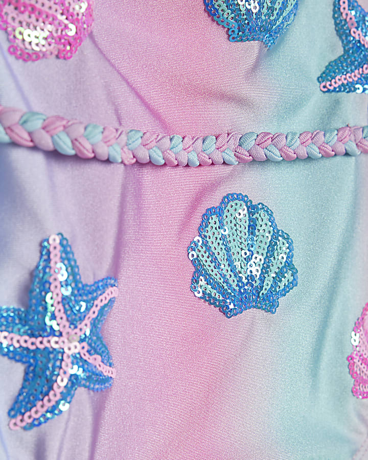 Mini Girls Blue Ombre Sequin Swimsuit