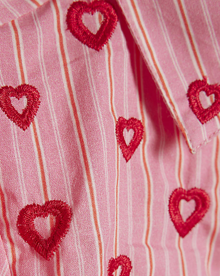 Mini Girls Pink Heart Stripe Shirt Dress