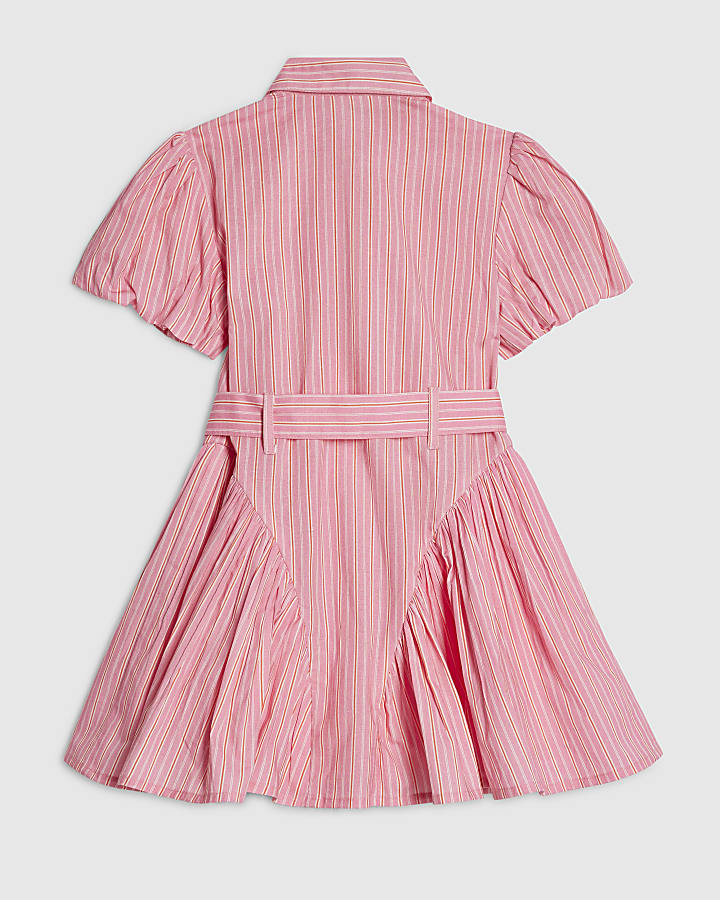 Mini Girls Pink Heart Stripe Shirt Dress