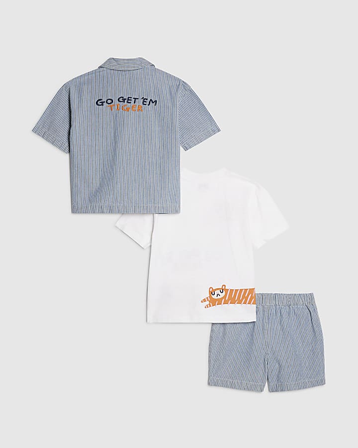 Mini Boys Blue Stripe Shirt Set