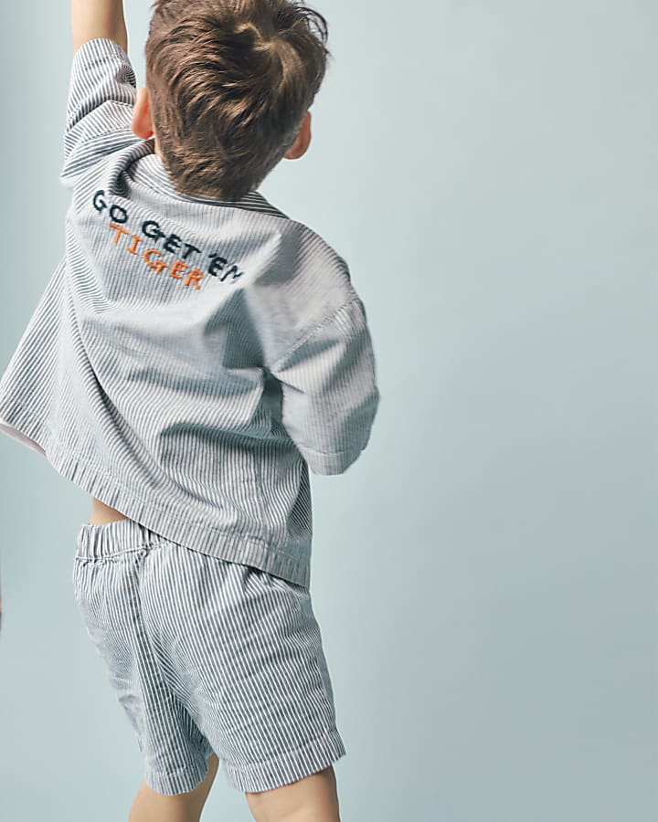 Mini Boys Blue Stripe Shirt Set