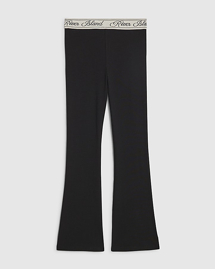 Girls Black RI Flared Leggings