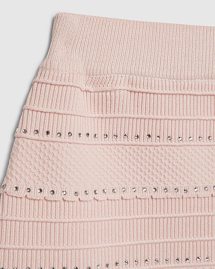 Girls Embellished Top And Skirt Set