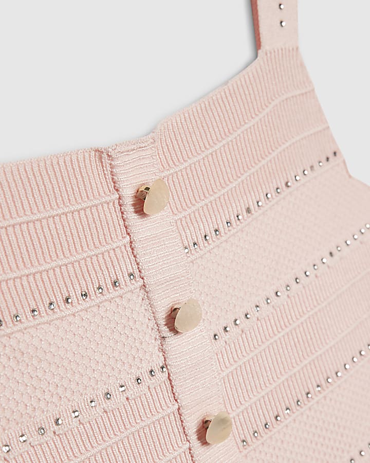 Girls Embellished Top And Skirt Set