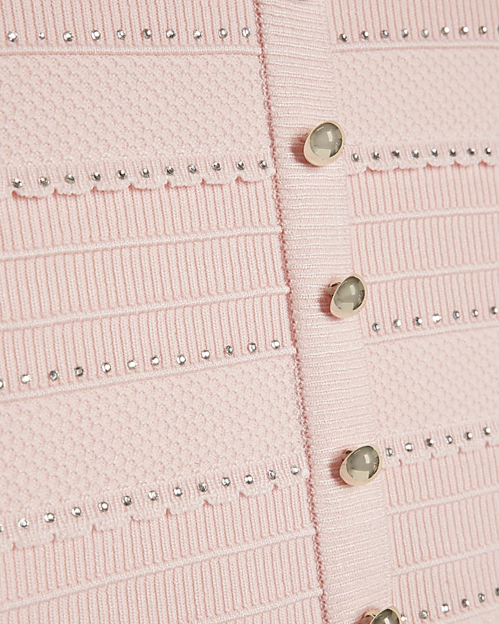 Girls Pink Hotfix Knitted Dress