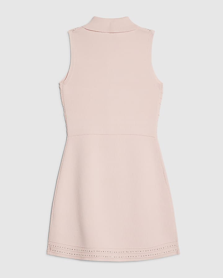 Girls Pink Hotfix Knitted Dress