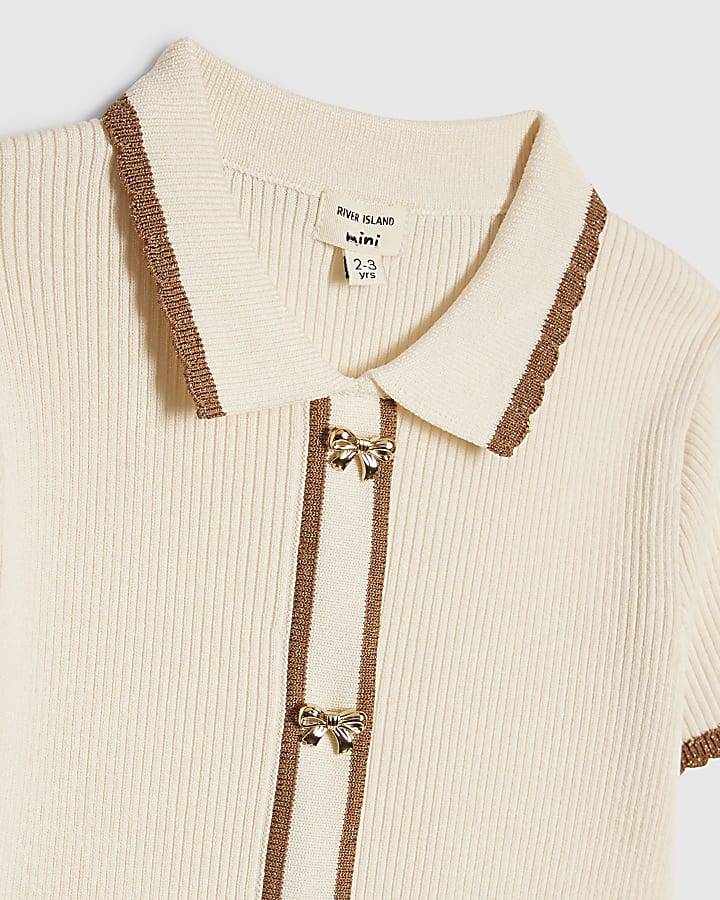 Mini Girls Beige Suede Skirt Set