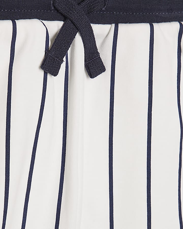 Mini Boys White Oversized Stripe T-Shirt Set