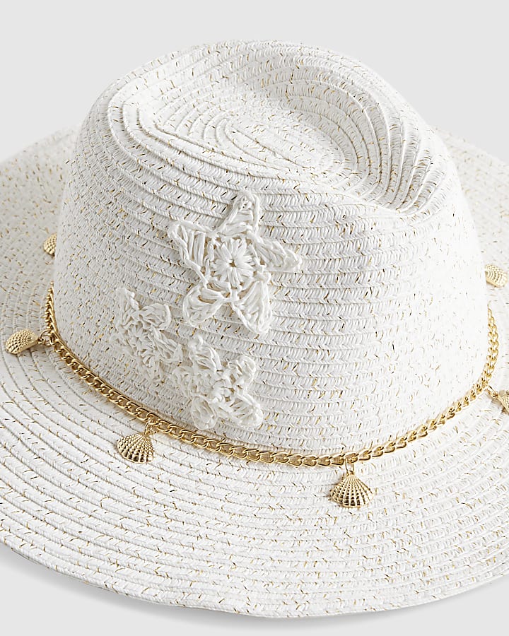 Girls White Shell Cowboy Hat