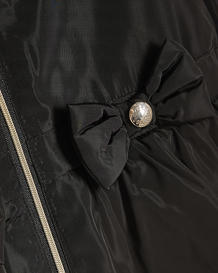 Mini Girls Black Frill Bow Rainmac