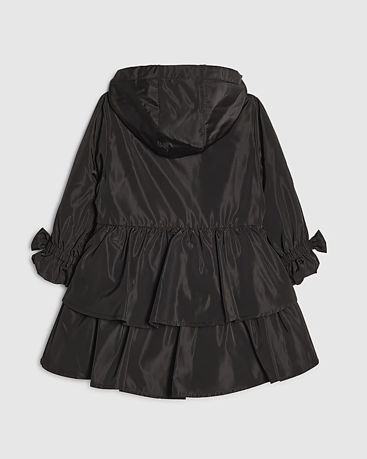 Mini Girls Black Frill Bow Rainmac