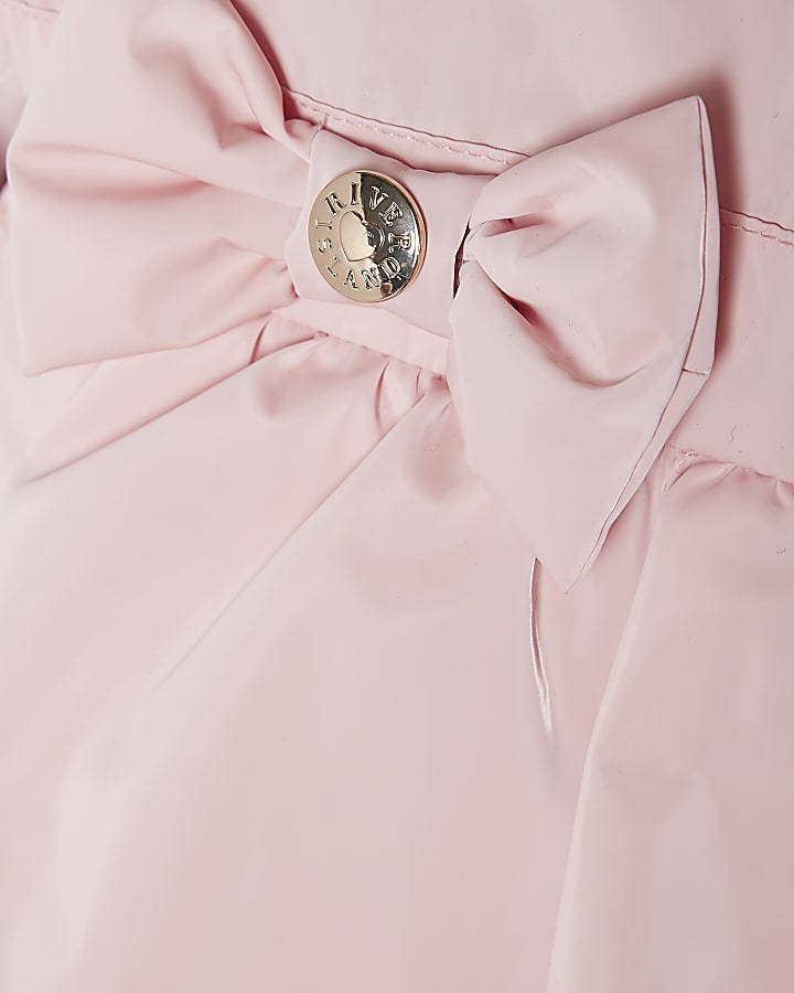 Mini Girls Pink Frill Bow Raincoat