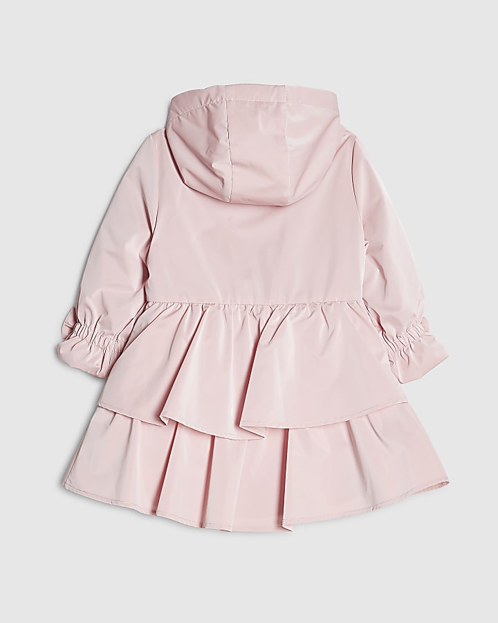 Mini Girls Pink Frill Bow Raincoat