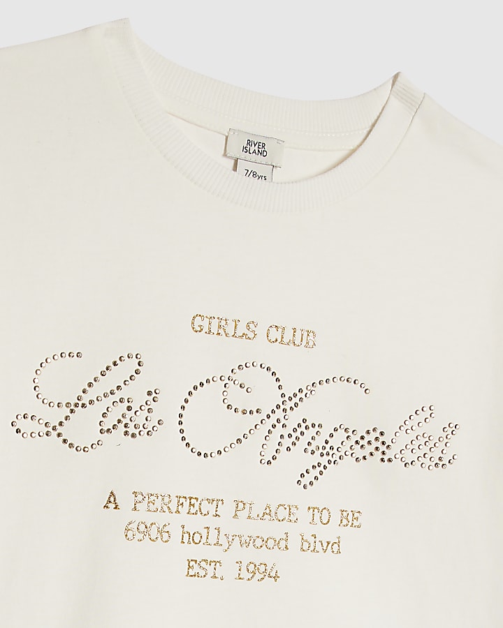 Girls White Flared Faux Suedette Trousers Set