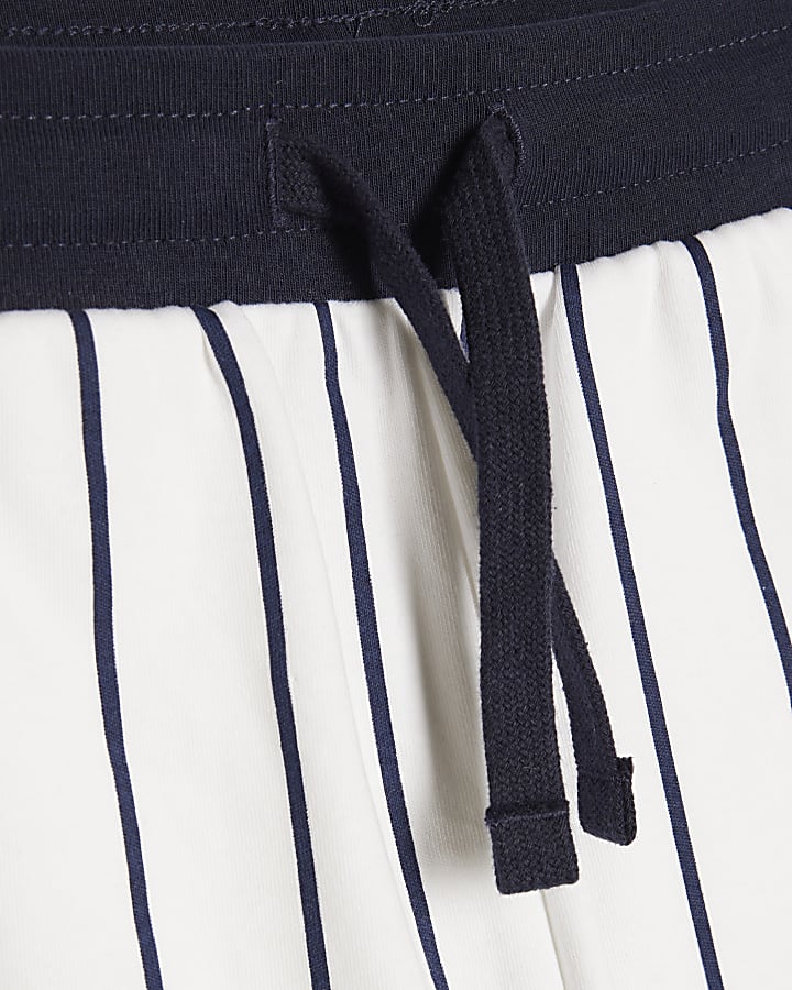 Boys White Oversized Stripe T-Shirt Set