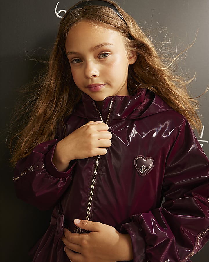 Girls Red Frill Bow Rainmac