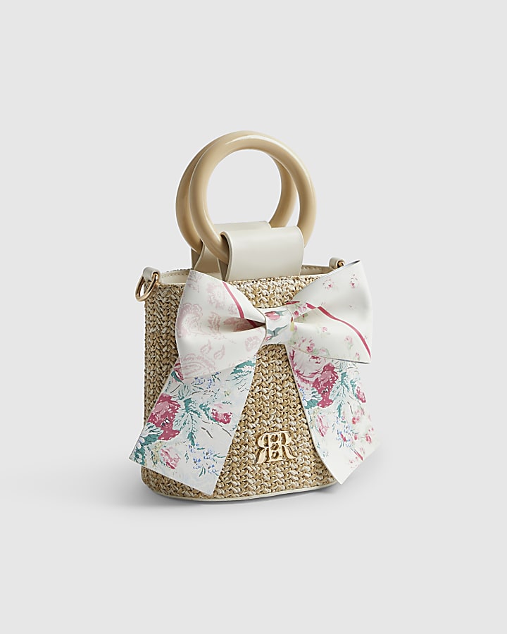 Girls Brown Cabbages and Roses Bucket Bag