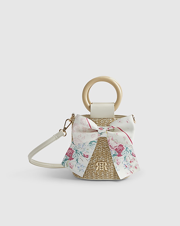 Girls Brown Cabbages and Roses Bucket Bag