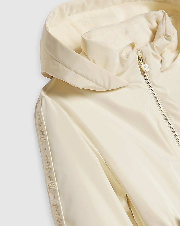 Girls Cream Frill Bow Rainmac
