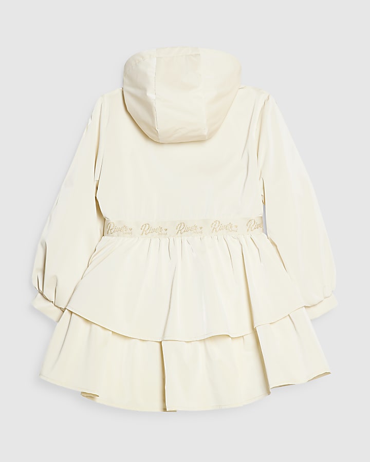 Girls Cream Frill Bow Rainmac