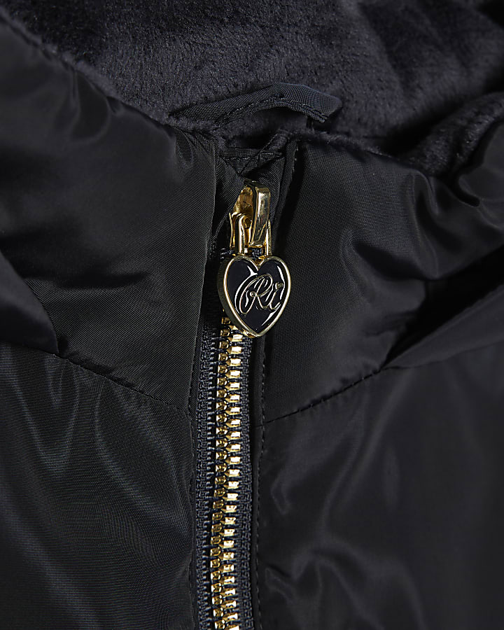 Girls Navy Frill Bow Raincoat