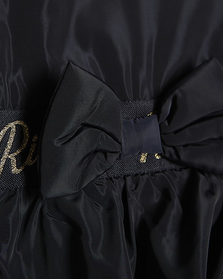 Girls Navy Frill Bow Raincoat