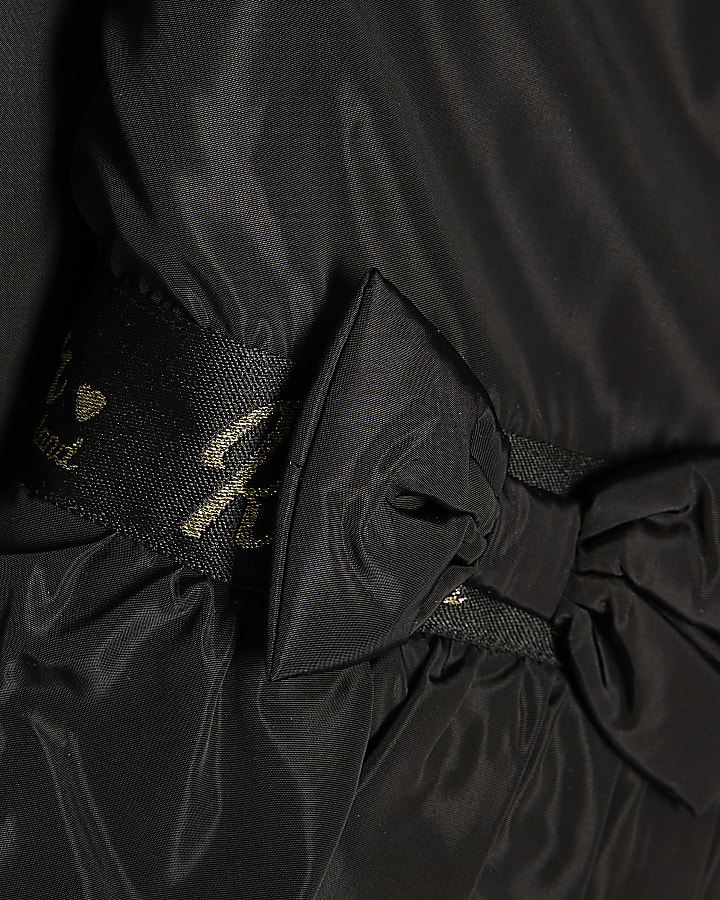 Girls Black Frill Bow Raincoat